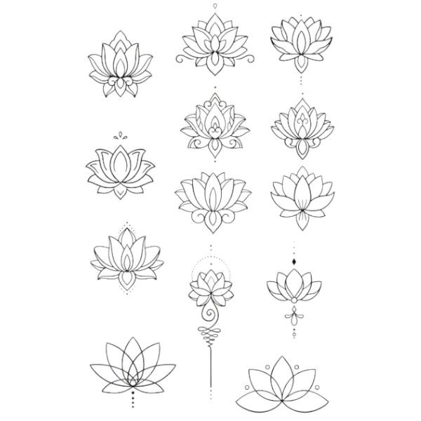1 Piece - Delicate Totem Flower Temporary Tattoo - Black