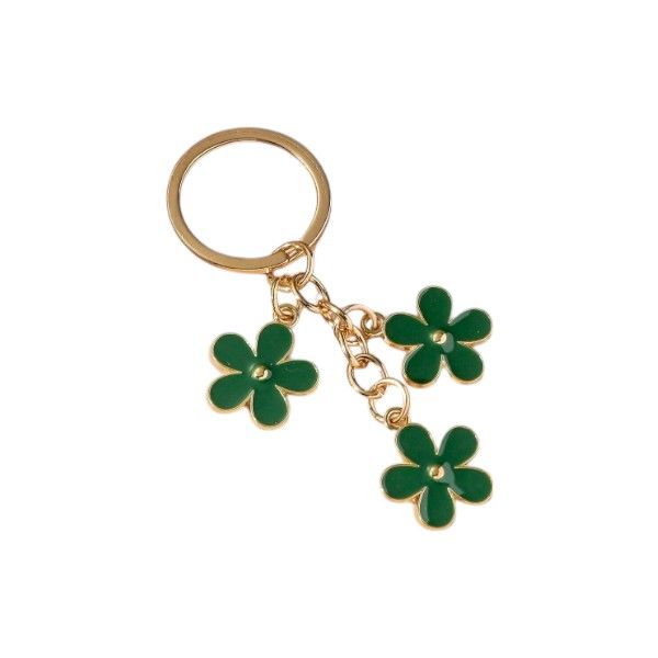 Cherry Blossom Charm Keychain Accessory - Emerald Green