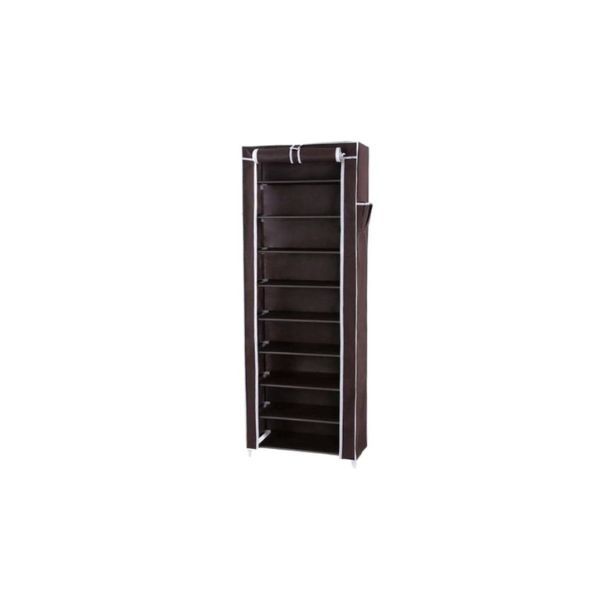 9-Tier Foldable Shoe Storage Cabinet with Fabric Cover-Black