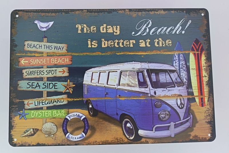 Metal Plaque (L) - The Day Is Better At The Beach