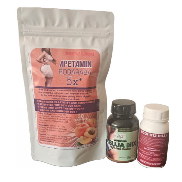 Butt &amp; Hip Booster Combo- Abuja Mix, Apetamin 30 Tea Bags and Yodi Pills
