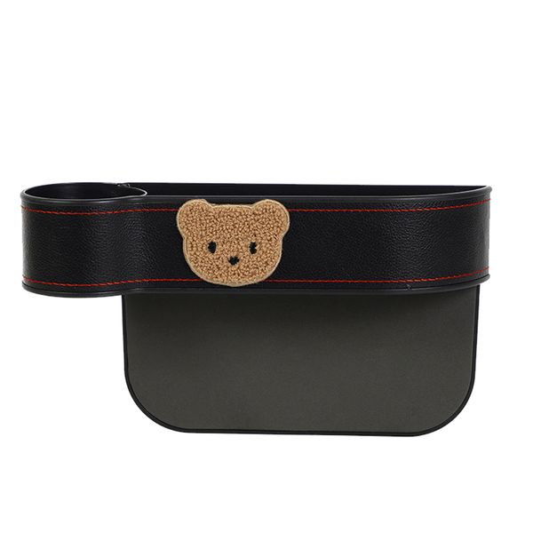 Car Seat Crevice Organizer Cartoon Bear Beige Black