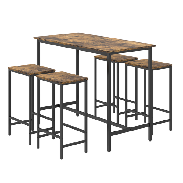 Anchor 5-Pc Counter Height Bar Dining Table Set + 4 Stools - Vintage Wood