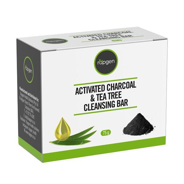 Rapgen Activated Charcoal &amp; Tea Tree Cleansing Bar-75g