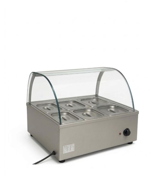 Bain Marie 6 Division Food Warmer with Curved Glass
