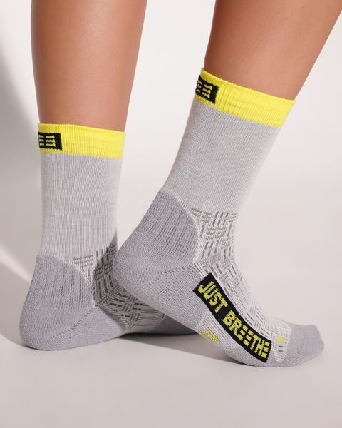 Breeth Moisture Wicking Cushioned Coolmax Travel 3/4 Crew Socks - Grey