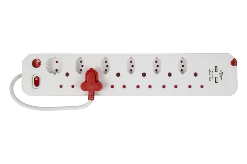 Electricmate 12WaySingle Multi Plug Over Load Surge USB