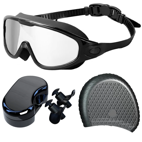 Shortsighted Swimming Goggles Anti-Fog HD Myopia Goggles Swim Cap EarPlugs