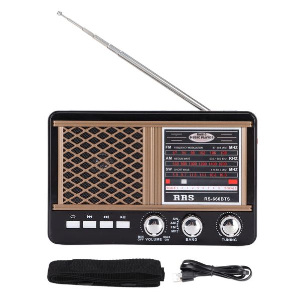 Emergency Weather Radio Battery Operated Solar Multiband with Flashlight