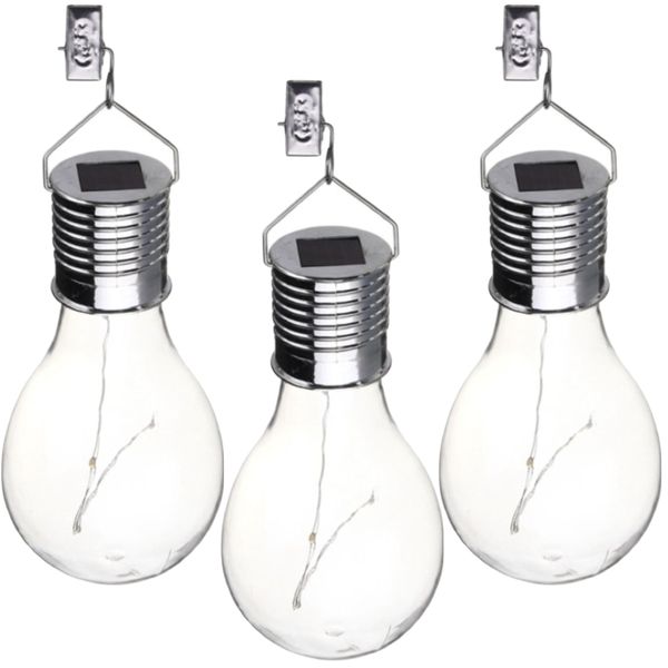 Garden Decor Solar Hanging Colourful Light Bulb Set Of 3 (15cm)