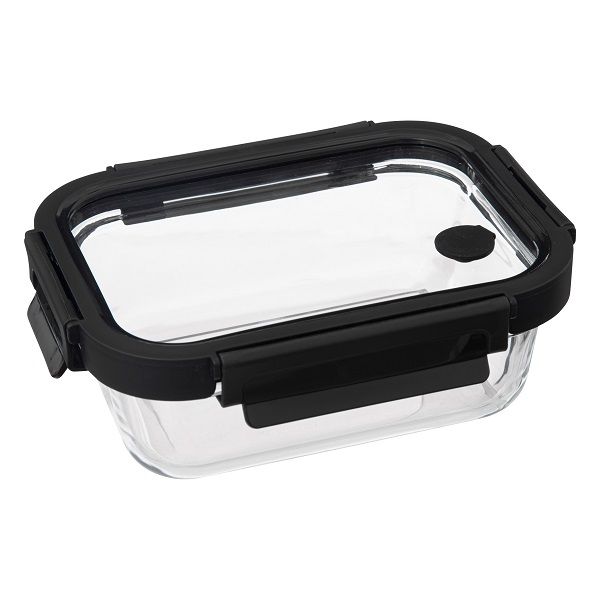 5five Glass Food Storage Container with Black Cliplock Lid &amp; Airvent 500ml