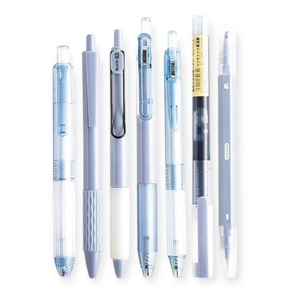 Sweet Journal 7PCS 0.5mm Press Gel Pen Set - Black Ink (Blueberry)