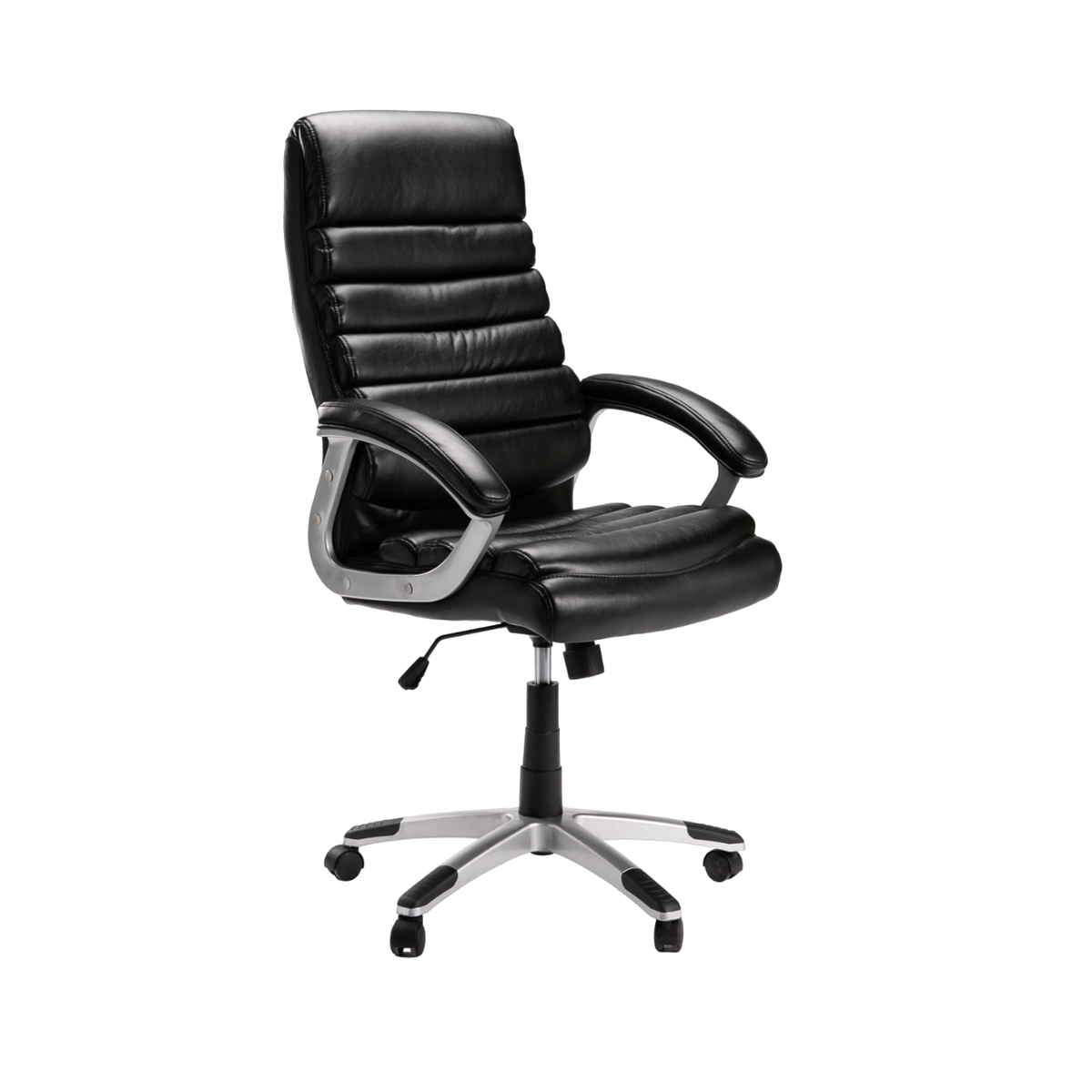 Black Leather Touch PU CM113 Brushed Metal Base Hiback Office Chair