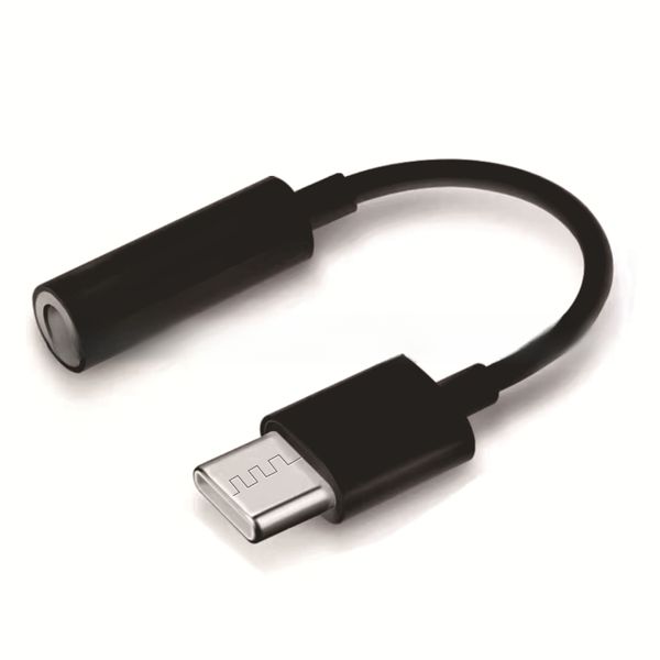 USB-C to 3.5mm Adapter Compatible with Samsung Note10 S23, Black, 1-Pack