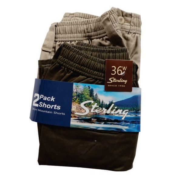 Sterling 14cm Twin Pack Khaki/Olive Mountain Shorts