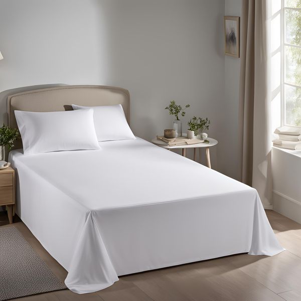 Rey's Fine Linen Premium Collection Optical White Flat Sheet - 30Pc
