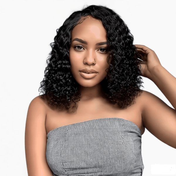 Golden Perfect Wear &amp; Go 4x4 Curly Bob Wig - 12Inch Vietnamese Human Hair