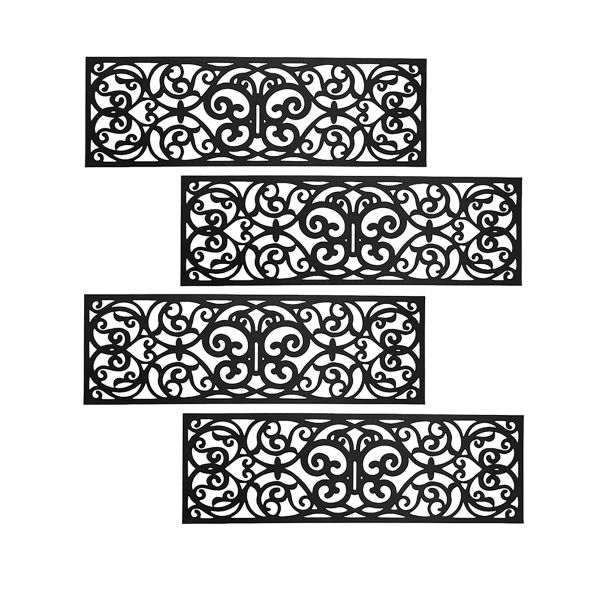 4Piece Rubber Stair Mats Non Slip Stair Treads Mat Doormat for Outdoor
