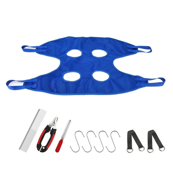 WigWagga - Blue Pet Cat and Dog Grooming Hammock Care Kit
