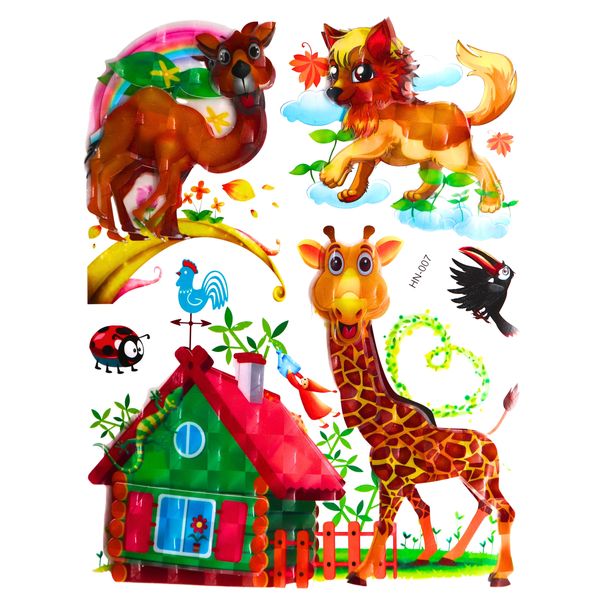 Kids 5D Wall Art Stickers Sheet Wild Life - Option 2