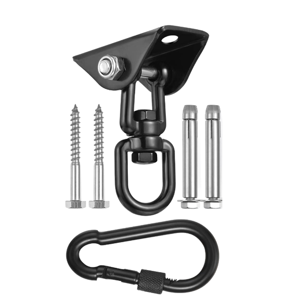 Hammock Hanging Kit, Heavy Duty 1200 lb Ceiling Hook, 360 Rotating, Black