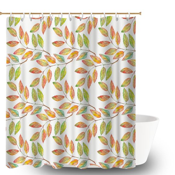 Foliage Print Waterproof Shower Curtain for Bathroom Decoration
