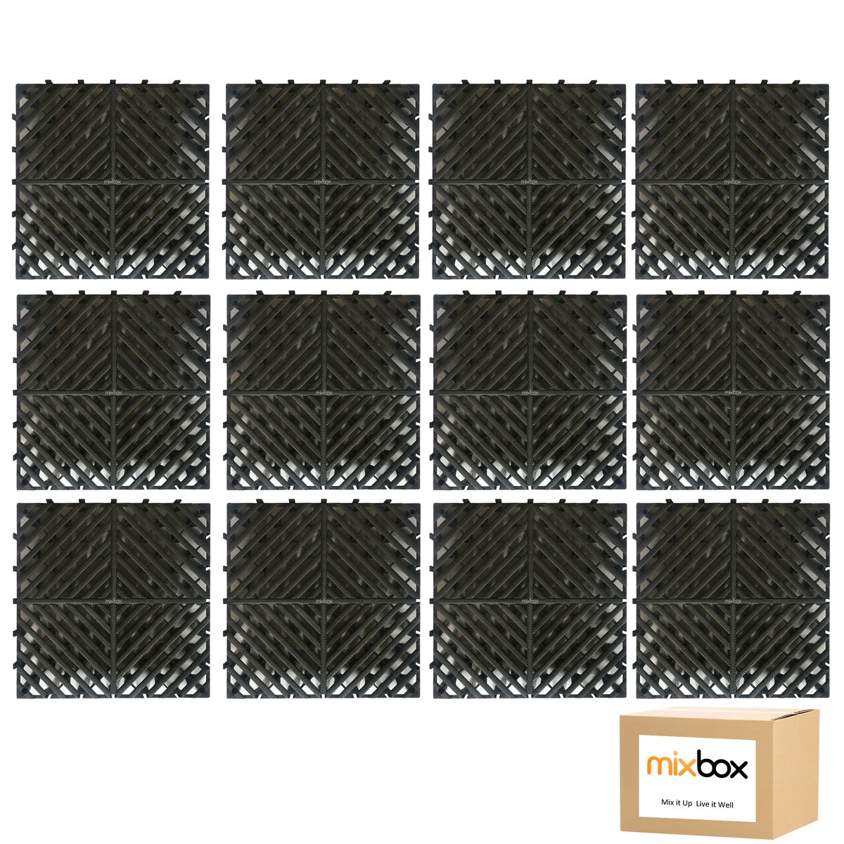 Mix Box Modular Interlocking Splicing Drainage Mats,12 Pack -40 x40cm
