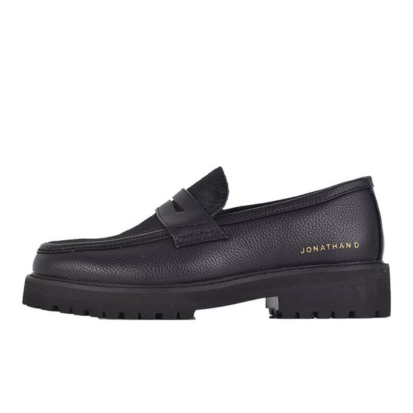 Jonathan D - Penny Moc Pony Hair Vamp Men's Loafers - Black
