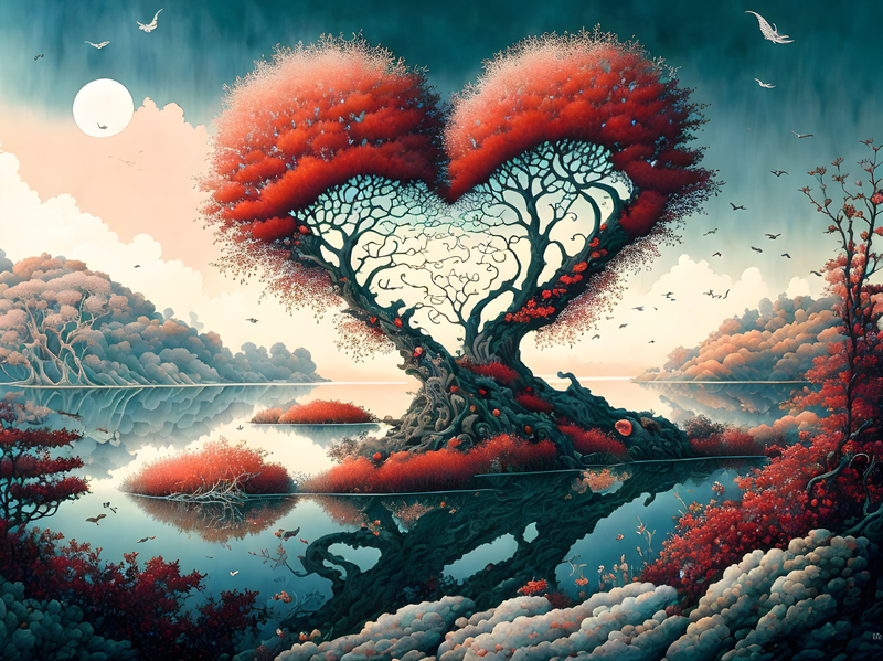 Canvas Wall Art Decor - Tree Of Love Artwork