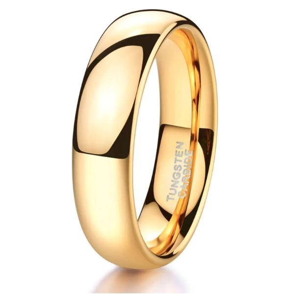 Fortis Gold Band 6mm Yellow Gold Men's Tungsten Carbide Wedding Ring