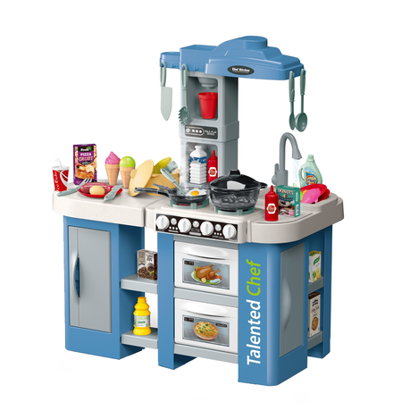 Blue Pretend & Play Kitchen Set with Lights and Sound - 72 Pieces Image