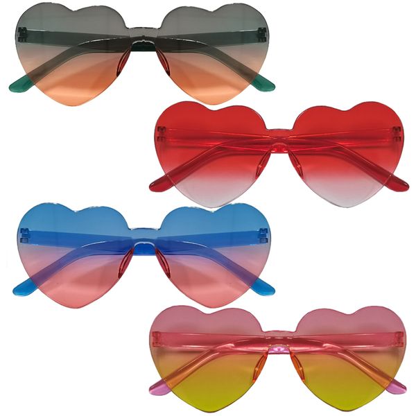Fashion Party Accessory Retro Candy Coloured Heart Sunglasses 4 Set(15cm)
