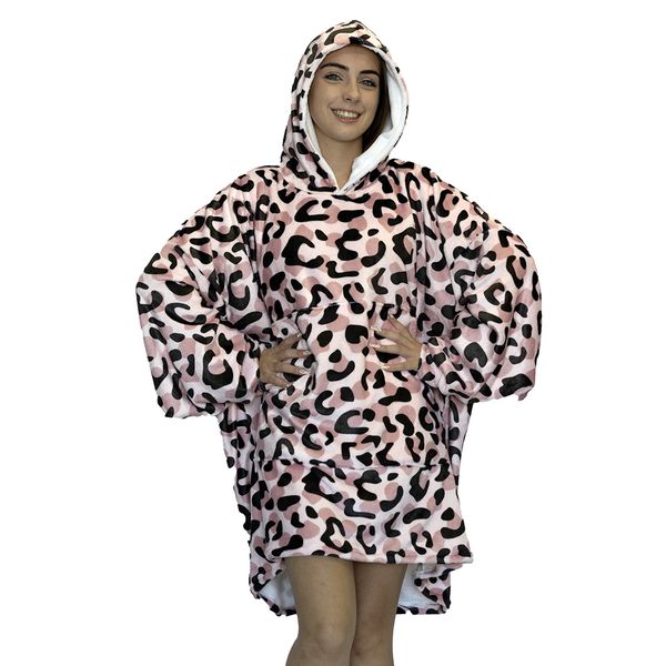 Pink Leopard Hoogy - Oversized Blanket Hoodie