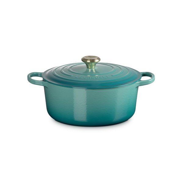 Le Creuset Cast Iron Signature Round Casserole with Light Gold Knob - 28cm