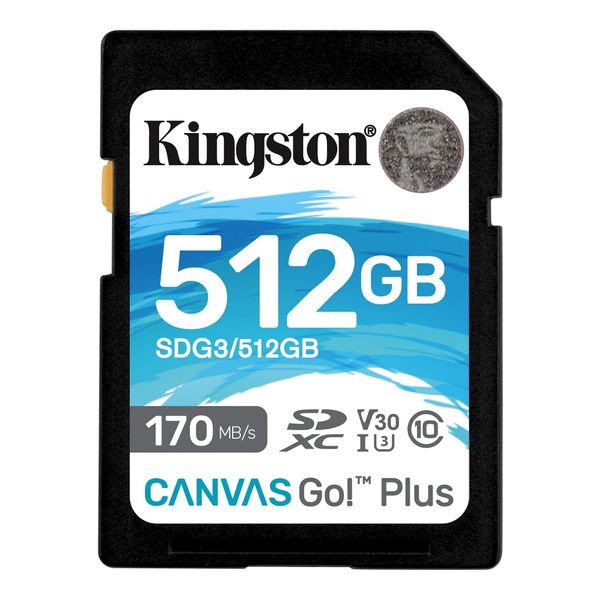 Kingston 512GB SDXC Canvas Go Plus 170R C10 UHS-I U3 V30