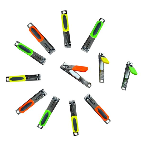 Colorful Durable Nail Clippers Pack of 12 - Textured Vibrant Grip