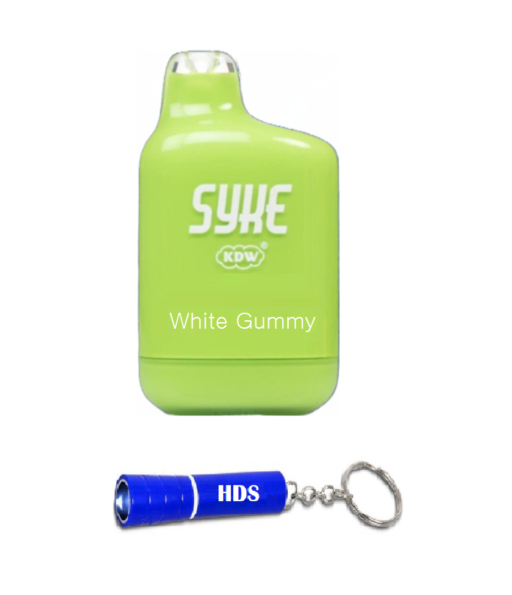 Syke 6500 Puff 50mg Disposable Vape White Gummy with HDS Branded Torch Shop Today. Get it