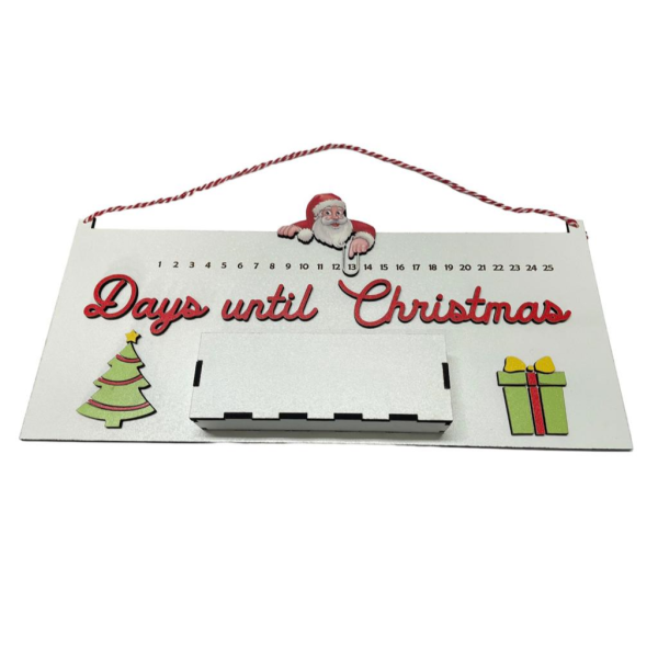 Wooden Christmas Countdown Sign &amp; Small Box for a Gift
