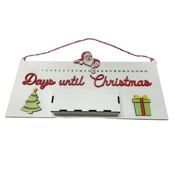 Wooden Christmas Countdown Sign & Small Box for a Gift