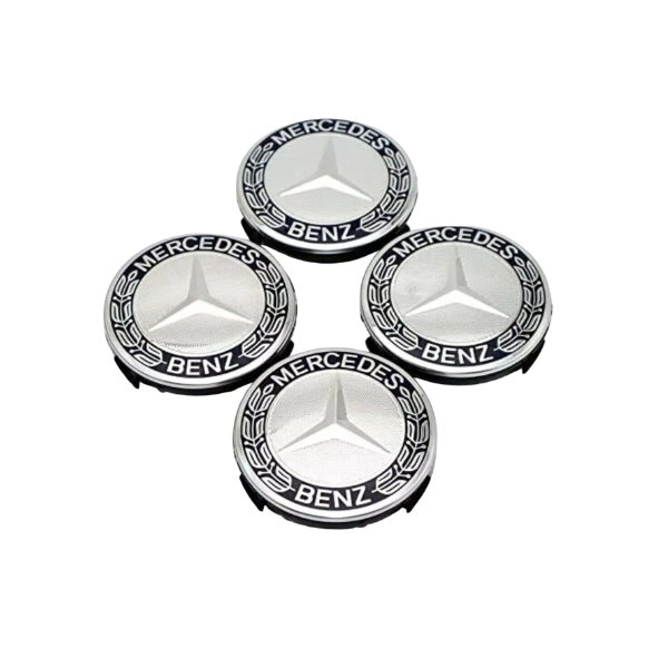 Mercedes Centre Wheel Hub Caps 75mm Black &amp; Silver (Set of 4)