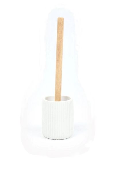 Polyresin Ribbed Bamboo Toilet Brush