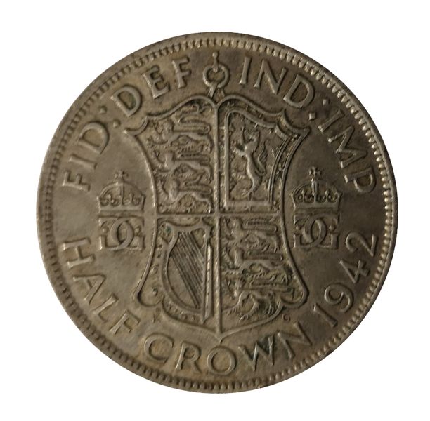 1942 Great Britain United Kingdom UK George VI Silver Half Crown