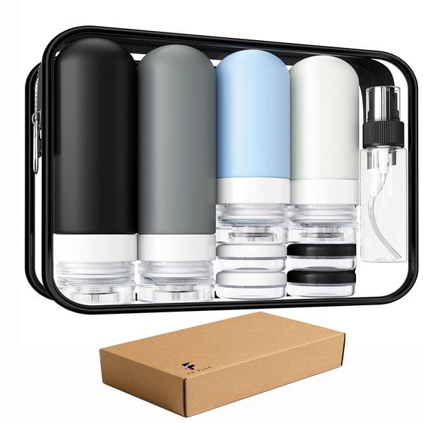 FA PLUS 17 Piece Travel Bottles and Toiletry, Silicone Travel Size Containers