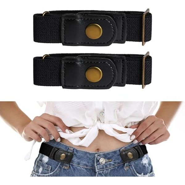 2 Pack Invisible Side Belt No Buckle Belt Women and Men