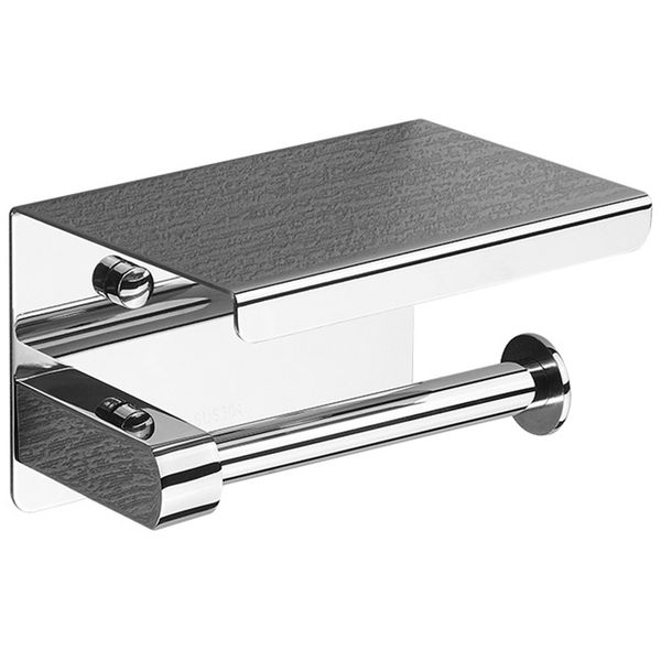 304 Stainless Steel Toilet Paper Holder with Phone Shelf, Bathroom Tissue
