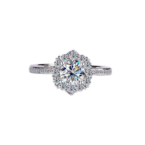 S925 Silver 1 CT Moissanite Starry Ring