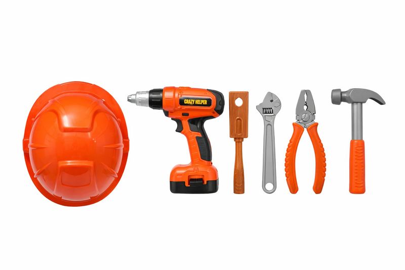 Little Crazy Helper Kids Tool Set - Construction Tools with Helmet Play