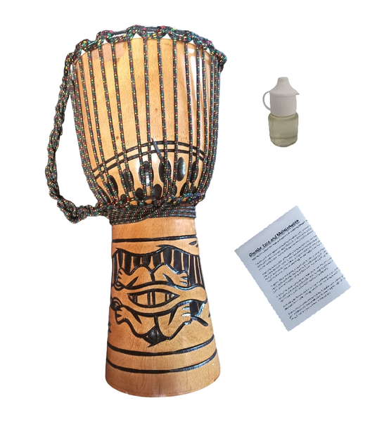 Djembe Drum Gecko Carved With Treatment Oil and Care Manual 26cm x 50cm