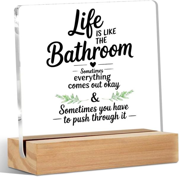 Funny Bathroom Acrylic Sign, Table Shelf Decor