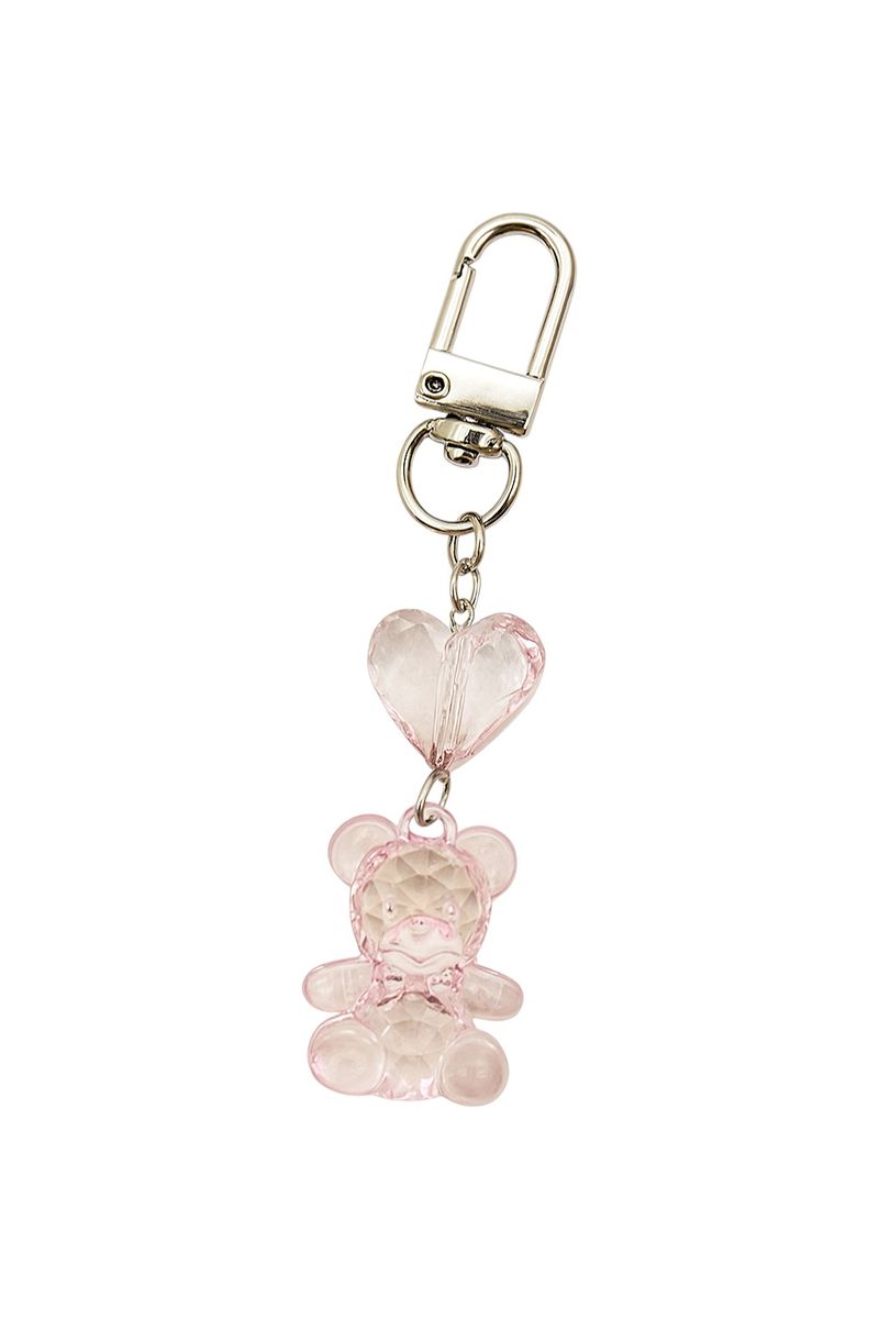Jelly Baby Clear Teddy Bear Keychain - Pink
